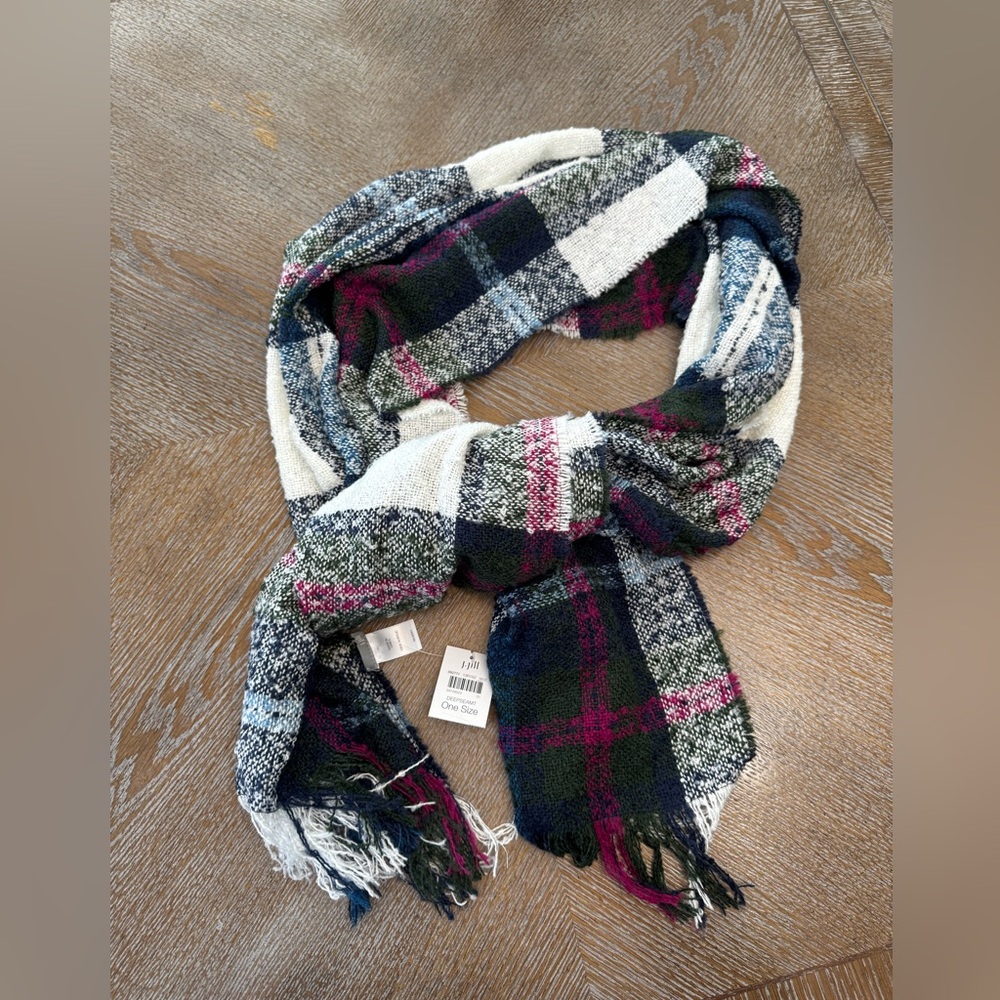 NWT J Jill Scarf Shawl Rectangle 80” X 21” Multicolor Fringe 100% Acrylic
